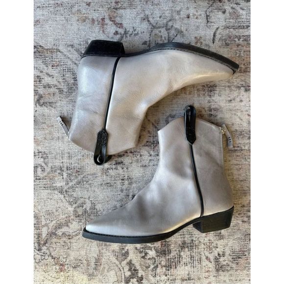 New We The Free People Wesley Ankle Boots Gray Black Leather Size Eu 36 - Picture 2 of 4